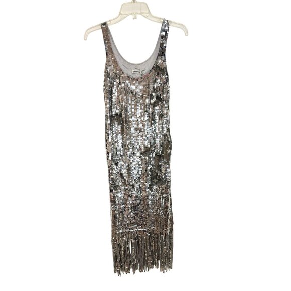 SIMKHAI Ayala Gown Silver Sequin Fringe Dress NWT  - Size 2 - Picture 4 of 14
